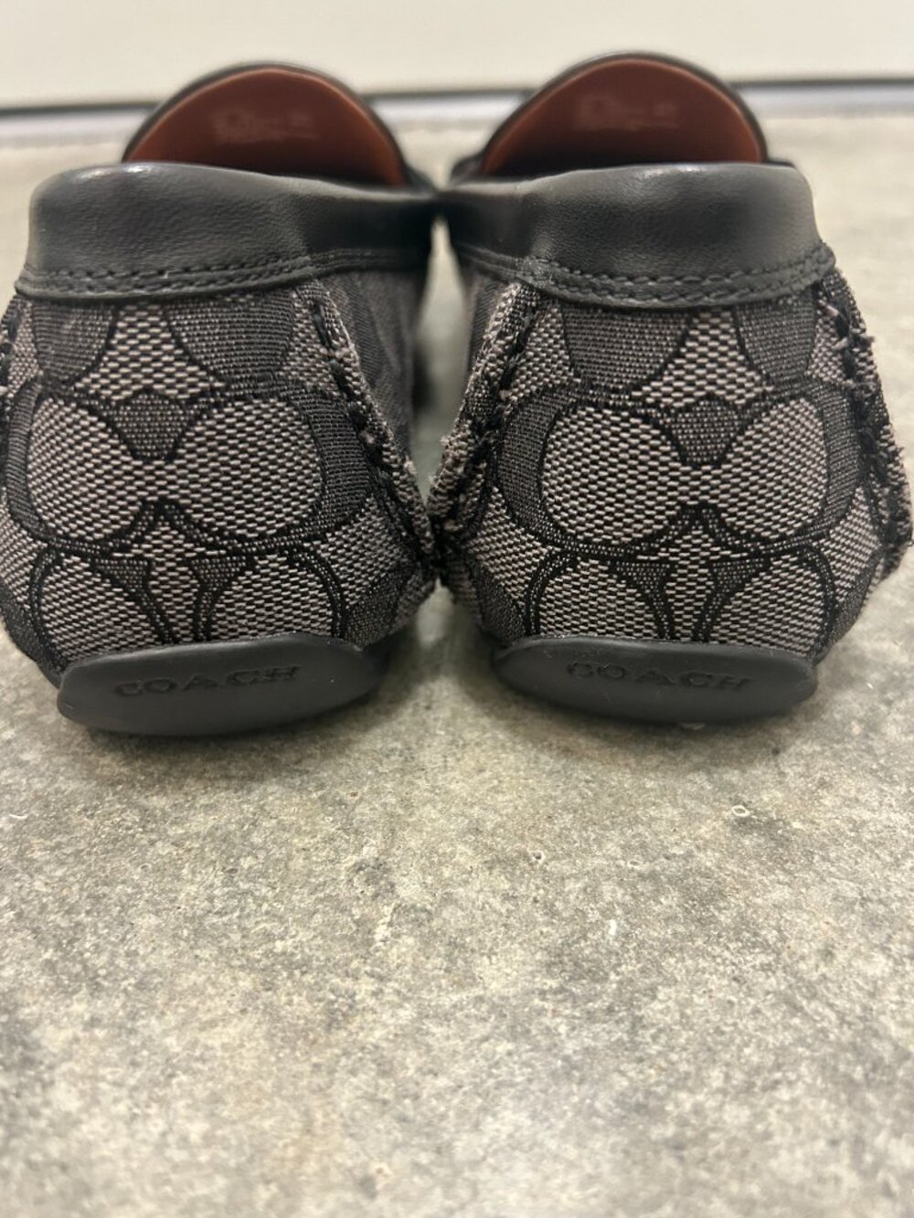 Coach Mona Driver Signature Jacquard Smoke Coal Black Loafers Flats Size 9B New - Picture 8 of 16